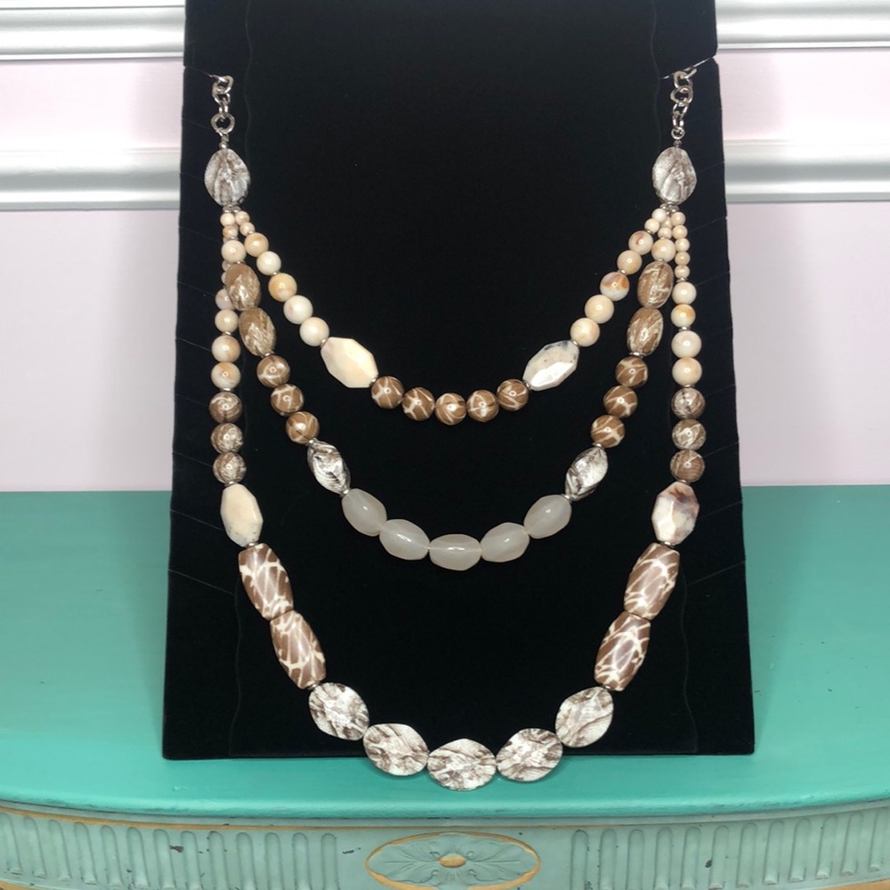 Chico’s Long Beaded Necklace With Silver Chain